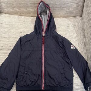 Moncler Gray jacket with Red and Blue Accents